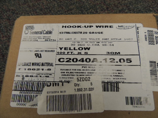 YELLOW WIRE; 10/30 STRANDS/CONDUCTOR; 20 GAUGE