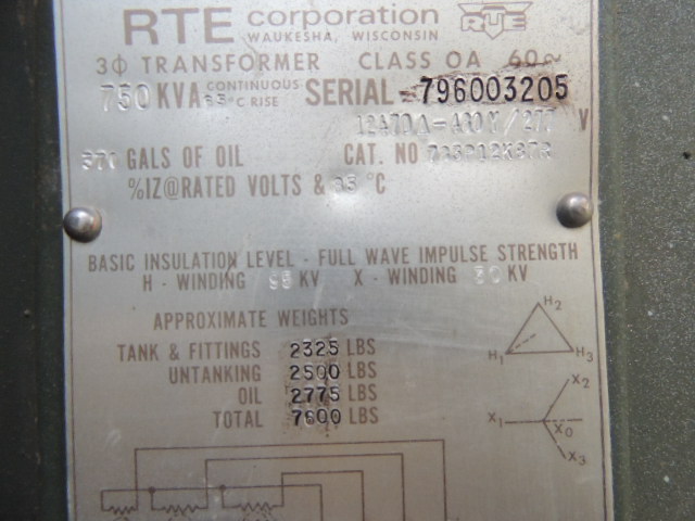 SRP # 82872 750kva 3-Phase Transformer