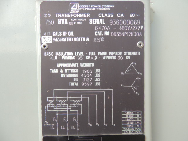 SRP #145776 750kva 3-Phase Transformer