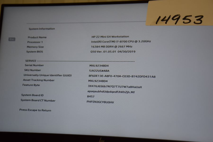  HP Z2 Mini G4 Workstation i7 8th gen S/N: MXL9234BD4