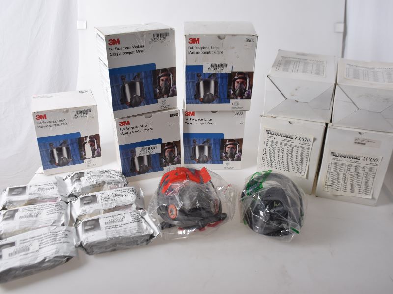 Lot of full face respirators by 3M and MSA