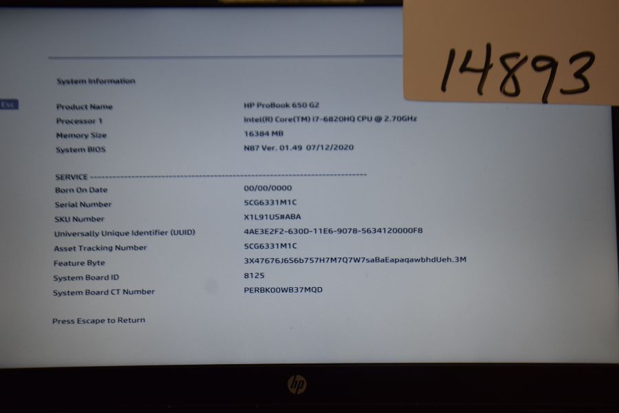  HP ProBook 650 G2 5cg6331m1c